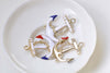 Half White/Black/Pink Enamel Gold Anchor Connector Charms Set of 5
