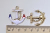 Half White/Black/Pink Enamel Gold Anchor Connector Charms Set of 5