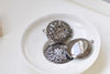 Gunmetal Black Photo Locket Round Pendants Set of 5 A8436