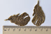 5 pcs Antique Gold Lovely Feather Charms Pendants 25x49mm A8544