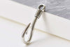 Antique Silver Large Hole Fish Hook Charms Pendants Set of 10 A8550
