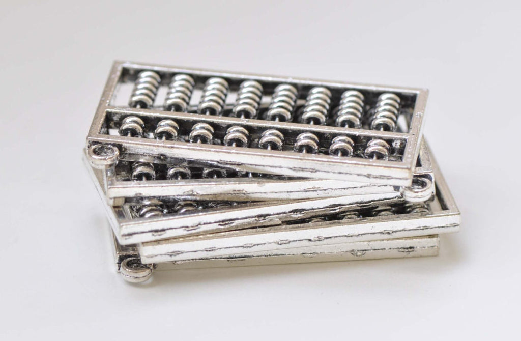 Chinese Abacus Charms Pendants Antique Silver Finish Set of 6 A8440