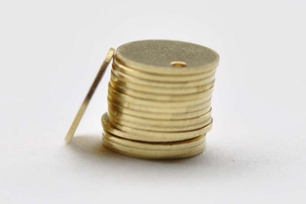100 pcs Raw Brass Flat Round Blank Disc Thick Charms 8mm A8560