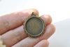 Antique Bronze Flower Pendant Tray Bezel Setting Set of 10 A8452