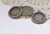 Antique Bronze Flower Pendant Tray Bezel Setting Set of 10 A8452