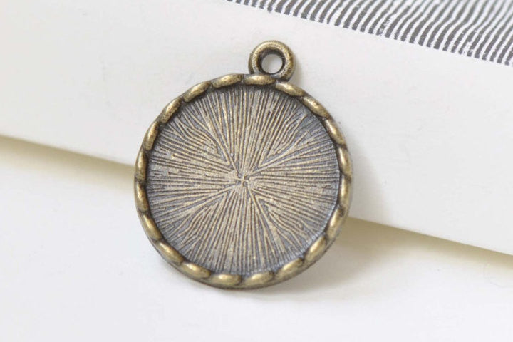 10 pcs Antique Bronze Pendant Tray Bezel Setting 17mm Cabochon A8454