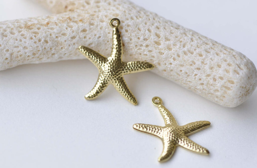 10 pcs Raw Brass Starfish Charms Embellishments 20x22mm A8563