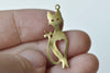 20 pcs Raw Brass Unplated Feline Cat Charms 10x30mm A8571