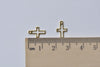 30 pcs Raw Brass Outlined Tiny Cross Charms Embellishments A8588
