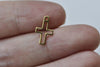 30 pcs Raw Brass Outlined Tiny Cross Charms Embellishments A8588