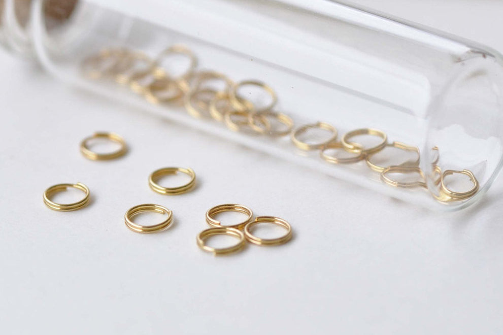 100 pcs Anti Tarnish 24K Gold Plated Brass Split Rings 6mm 25G A8594