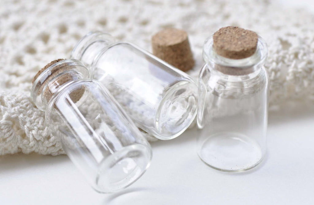 10 pcs Short Glass Bottles Empty Vials Jars With Corks A8614