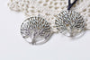 10 pcs Antique Silver Filigree Tree Round Charms Pendants A8619