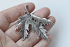 Large Maple Leaf Pendants Antique Silver Charms Set of 10 A8635