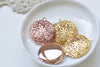 Rose Gold Photo Locket Filigree Pink Memory Pendants Set of 5 A8480