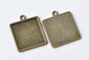 10 pcs Antique Bronze Square Pendant Tray Base 20mm A8660
