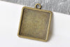 10 pcs Antique Bronze Square Pendant Tray Base 20mm A8660