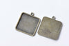 10 pcs Antique Bronze Square Photo Cameo Pendant Tray 25mm A8661