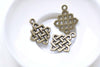 20 pcs Antique Bronze/Silver Square Chinese Knot Charms Connectors