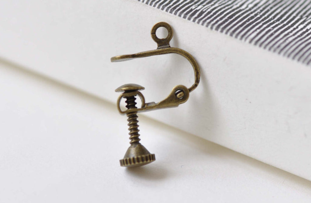 10 pcs Antique Bronze Screw In Leverback Earring Clips 12mm A8512