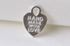 40 pcs Silver Handmade with Love Heart Charms Double Sided A8670