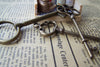 One Set of 3 Antique Bronze Vintage Skeleton Key Pendants Charms A8346