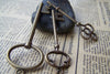 One Set of 3 Antique Bronze Vintage Skeleton Key Pendants Charms A8346