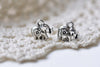 10 pcs Antique Silver Small 3D Flower Elephant Charm Pendants A8530