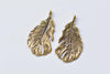5 pcs Antique Gold Lovely Feather Charms Pendants 25x49mm A8544