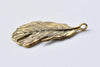 5 pcs Antique Gold Lovely Feather Charms Pendants 25x49mm A8544