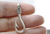 Antique Silver Large Hole Fish Hook Charms Pendants Set of 10 A8550