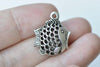 6 pcs Antique Silver 3D Hollow Fish Charms Pendants 17x18mm A8672