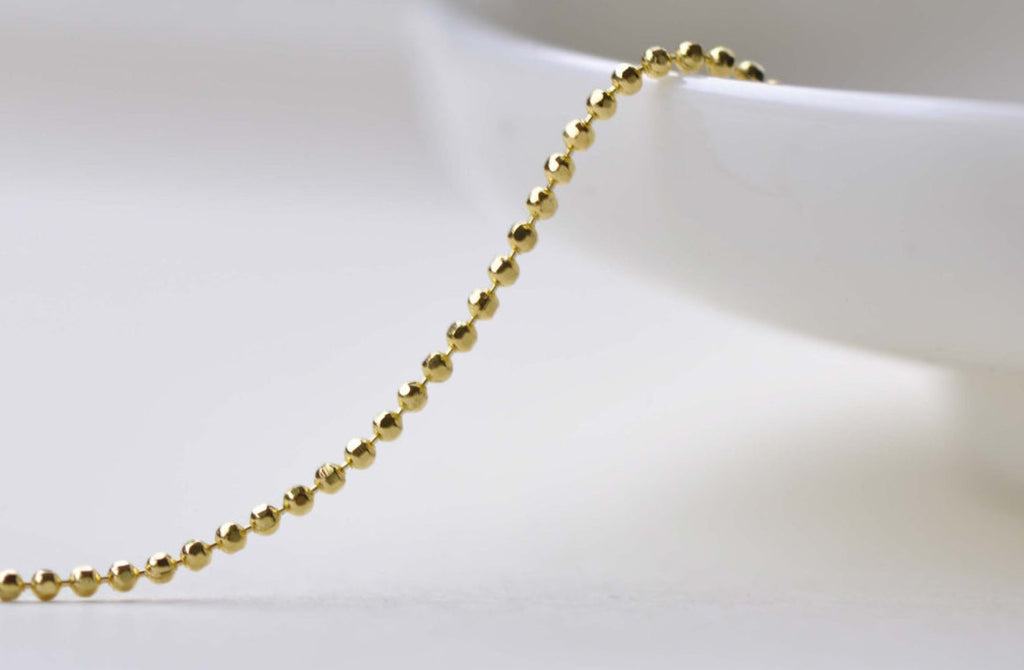 16ft (5m) Gold Plated Faceted Bead Ball Necklace Chain 1.2mm A8600