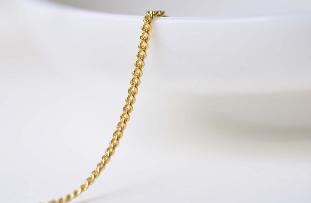 16ft (5m) Anti Tarnish 16K Gold Flat Curb Chain 1.2mm A8603