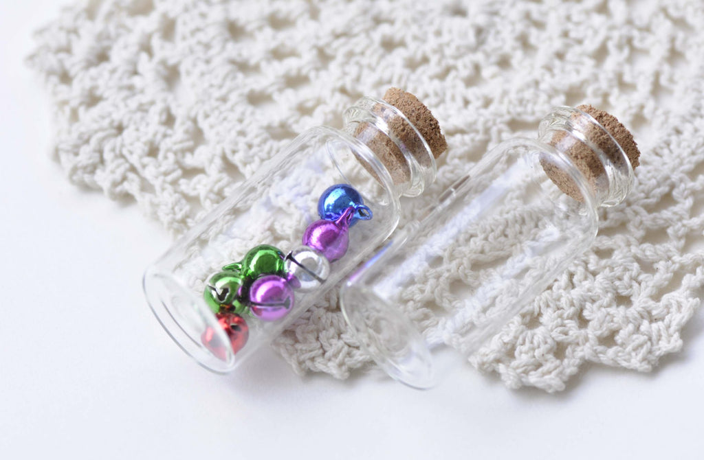 10 pcs Clear Glass Bottles Empty Vials Jars With Corks A8615