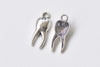 20 pcs Antique Silver Hollow Back Tooth Charms 8x20mm A8618