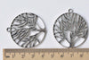 10 pcs Antique Silver Filigree Tree Round Charms Pendants A8619