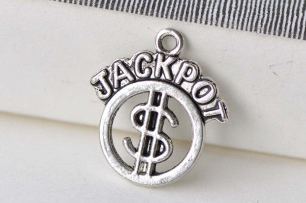 10 pcs Antique Silver Dollar Jackpot Lottery Charms A8622