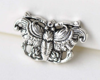 10 pcs Antique Silver Fancy Rondelle Owl Beads Double Sided A8623