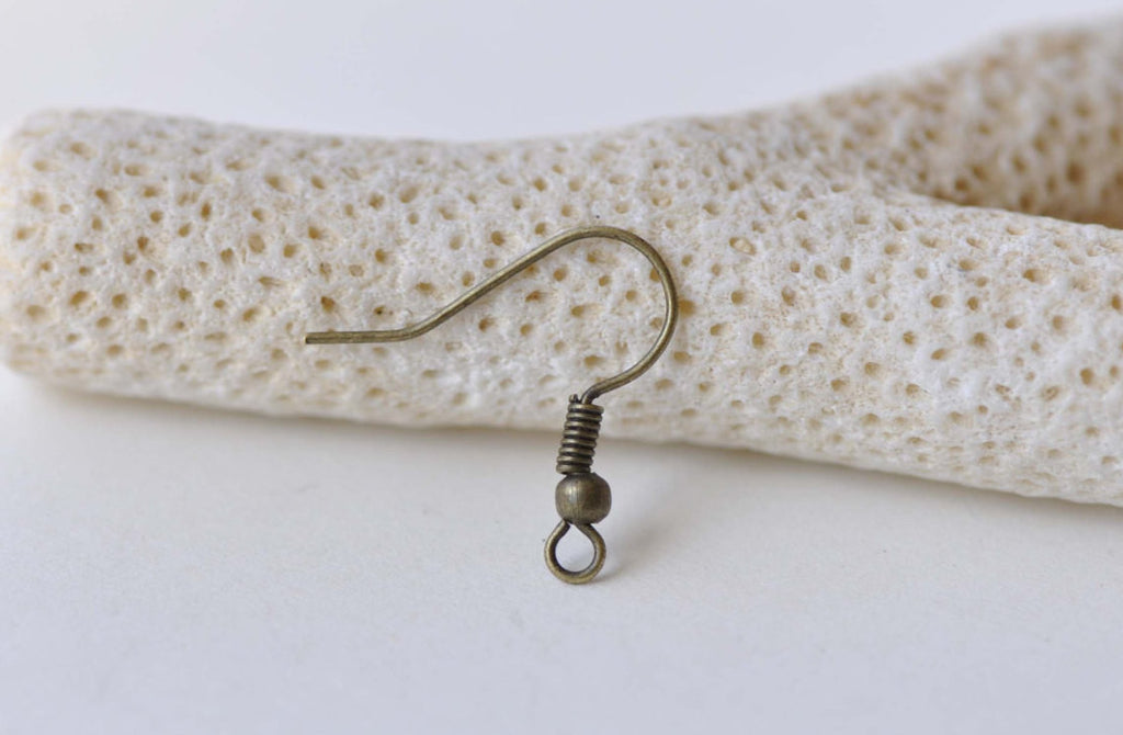 100 pcs Antiqued Bronze Iron Ball End Fish Hook Earwire 18mm A8716