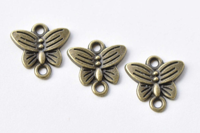 20 pcs Antique Bronze Butterfly Connector Charms 14mm A8651
