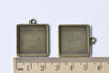 10 pcs Antique Bronze Square Pendant Tray Base 20mm A8660
