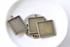 10 pcs Antique Bronze Square Pendant Tray Base 20mm A8660