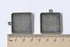 10 pcs Antique Bronze Square Photo Cameo Pendant Tray 25mm A8661