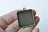 10 pcs Antique Bronze Square Photo Cameo Pendant Tray 25mm A8661