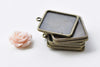 10 pcs Antique Bronze Square Photo Cameo Pendant Tray 25mm A8661