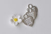 40 pcs Silver Handmade with Love Heart Charms Double Sided A8670