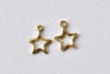 50 pcs Raw Brass Tiny Star Frame Charms 6mm A8744