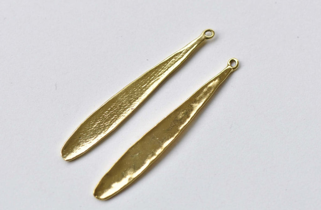 10 pcs Gold Tone Long Leaf Teardrop Charms Pendants 6x42mm A8760
