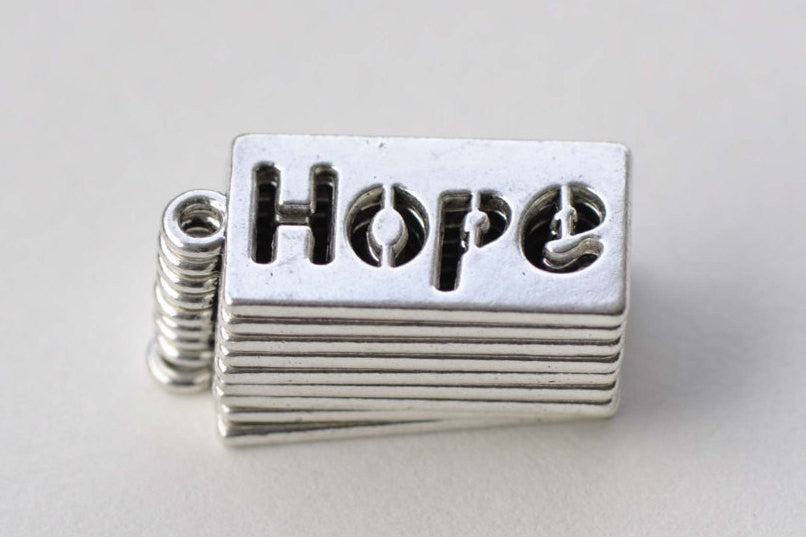 10 pcs Antique Silver Rectangle Hope Word Charms A8773